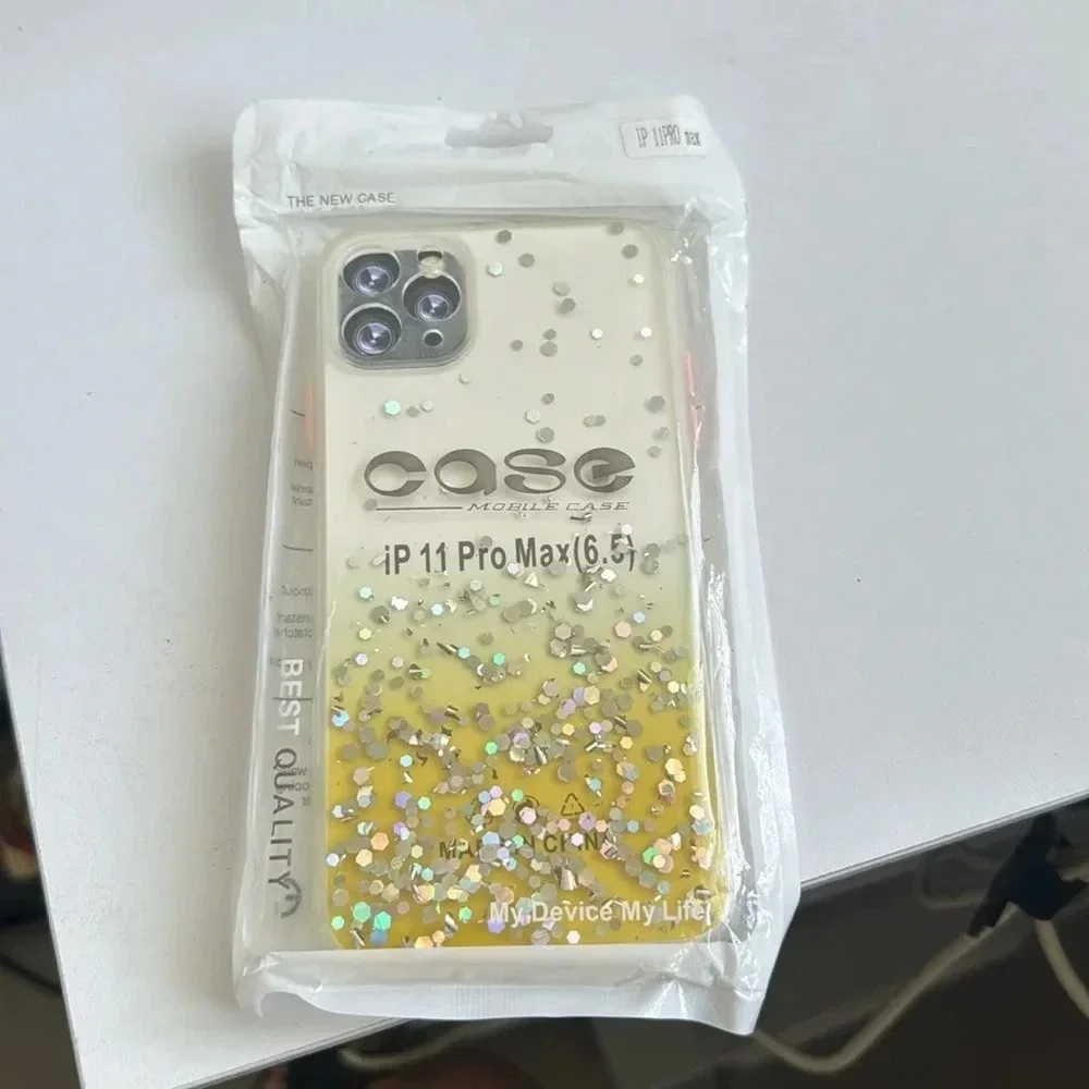 Glitter Liquid iPhone 11 Pro Max Case – Clear with Gold & Pink Accents - Picture 7 of 7